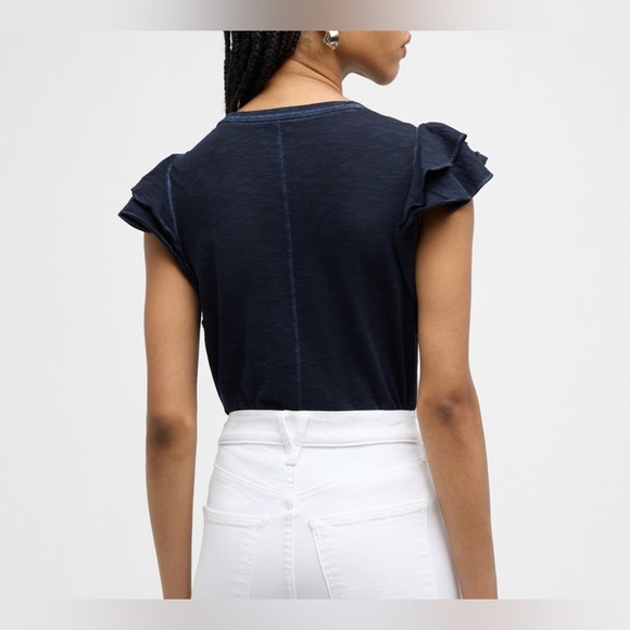 Veronica Beard Midnight Ruffle Sleeve Tee Navy Size Small - Picture 2 of 8
